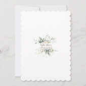 Airy Greenery Gold Frame White Floral Christening Einladung (Rückseite)