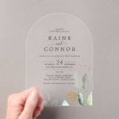 Airy Greenery Gold Leaf Arch Elegante Hochzeit Acryleinladungen (Insitu (Handheld))