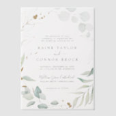 Airy Greenery Gold Leaf Botanische Moderne Hochzei Pergament Einladungen (Vorderseite)