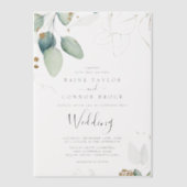 Airy Greenery Gold Leaf Elegant Eukalyptus Wedding Pergament Einladungen (Vorderseite)