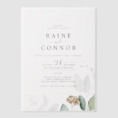 Airy Greenery Gold Leaf Elegante Wedding Pergament Einladungen (Vorderseite)