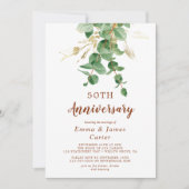Airy Greenery & Gold Leaf "We Do Again" Vow Renewa Einladung (Vorderseite)