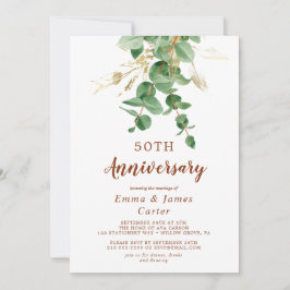 Airy Greenery & Gold Leaf "We Do Again" Vow Renewa Einladung