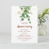 Airy Greenery & Gold Leaf "We Do Again" Vow Renewa Einladung (Stehend Vorderseite)