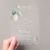 Airy Greenery Gold Leaf White Eucalyptus Wedding Acryleinladungen (Insitu (Handheld))