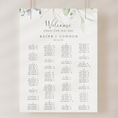 Airy Greenery Gold Wedding Seating Chart Template Poster