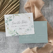 Airy Greenery Horizontal Save the Date Postcard Einladungspostkarte
