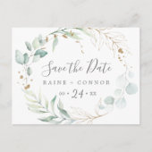Airy Greenery Horizontal Save the Date Postcard Einladungspostkarte (Vorderseite)