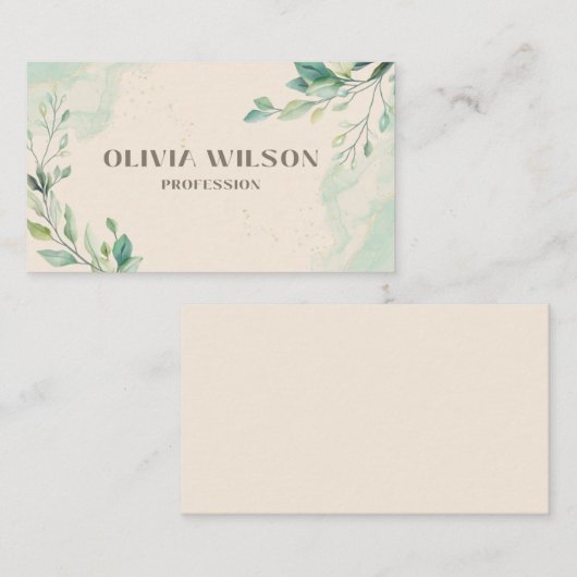 Airy Greenery Leaf Visitenkarte (Vorne/Hinten)