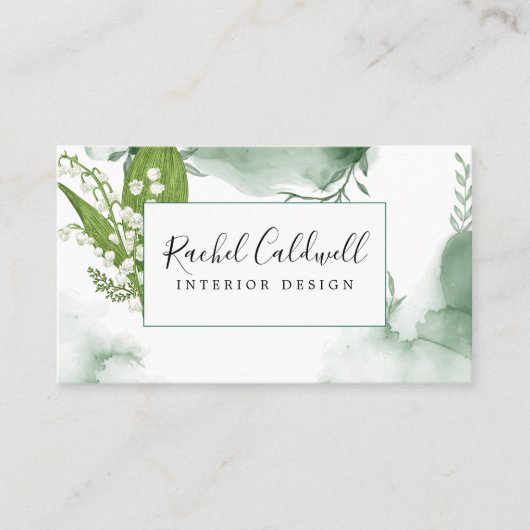 Airy Greenery Leaf_White Blume Visitenkarte (Vorderseite)