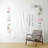 Airy Greenery Pink Floral Gold Wedding Foto Prop Wandteppich (Beispiel (Horizontal))