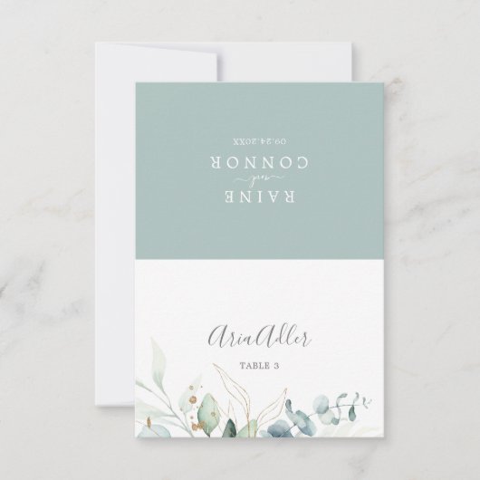 Airy Greenery Printable Wedding Platzkarten (Vorderseite)