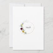 Airy Greenery Sonnenblumen Burgundy Gold Wedding Einladung (Rückseite)