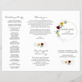 Airy Greenery Sunflowers Burgundy Hochzeit im Herb Flyer