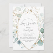 Airy Greenery und Gold Leaf Baby Sprinkle Einladung (Vorderseite)
