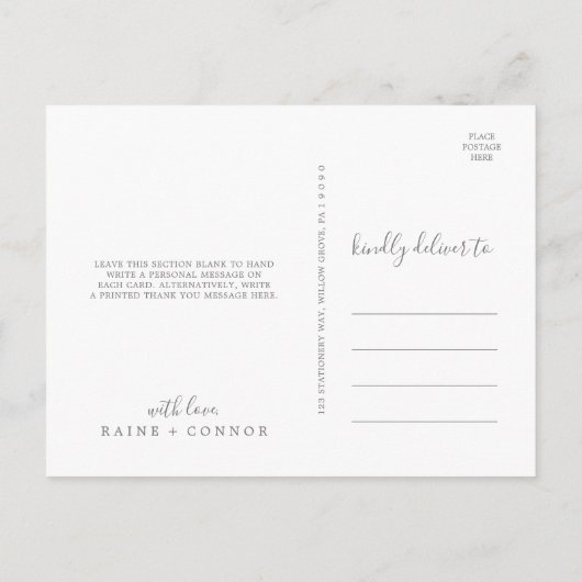 Airy Greenery und Gold Leaf Danke Postcard Postkarte (Rückseite)