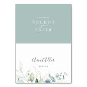 Airy Greenery und Gold Leaf Hochzeitsfeiern Platzk Tischnummer (Vorderseite)
