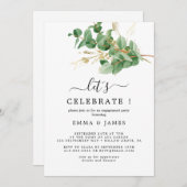 Airy Greenery und Gold Leaf "Let's Celebrate" Einladung (Vorne/Hinten)