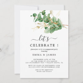 Airy Greenery und Gold Leaf "Let's Celebrate" Einladung