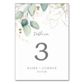 Airy Greenery und Gold Leaf Tischnummer (Rückseite)