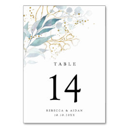 Airy Greenery und Gold Leaf Tischnummer