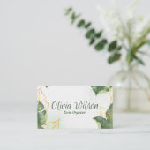 Airy Greenery und goldenes Leaf Visitenkarte (Stehend Vorderseite)