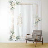 Airy Greenery White Blume Foto Prop Christening Wandteppich (Beispiel)