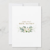 Airy Greenery White Blume Gold Brautparty Einladung (Rückseite)