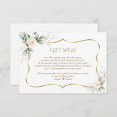 Airy Greenery White Rose Gold Wedding Gift Wish Begleitkarte (Vorne/Hinten)