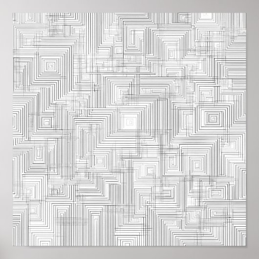 Airy Layered Labyrinth Decoupage Template Line Art Poster (Vorne)