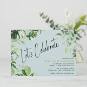 Airy Light Blue | Tropischer Sommer jedes Alter Ge Einladung (Stehend Vorderseite)