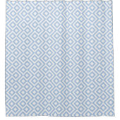 Airy Light Blue und White Geometric Meander Duschvorhang (Vorderseite)
