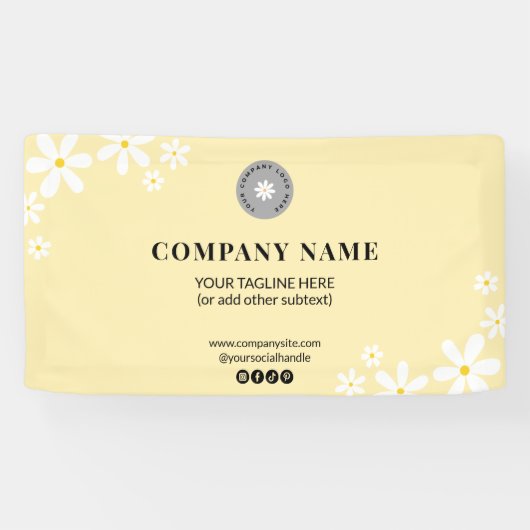 Airy Light Yellow White Daisy Border Event Banner (Horizontal)