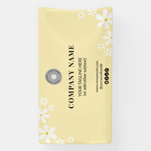 Airy Light Yellow White Daisy Border Event Banner (Vertikal)