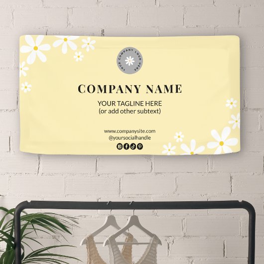 Airy Light Yellow White Daisy Border Event Banner