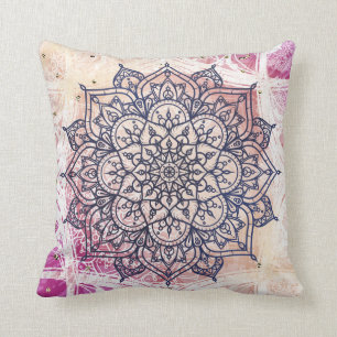 Airy Mandala-glückliches rosa lila gelbes Blau u. Kissen