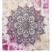 Airy Mandala Happy Pink Lila Yellow Blue & Gold Duschvorhang (Vorderseite)