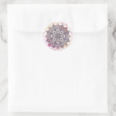Airy Mandala Happy Pink Lila Yellow Blue & Gold Runder Aufkleber (Tasche)