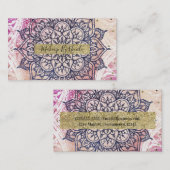 Airy Mandala Happy Pink Lila Yellow Blue & Gold Visitenkarte (Vorne/Hinten)