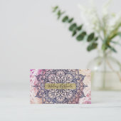 Airy Mandala Happy Pink Lila Yellow Blue & Gold Visitenkarte (Stehend Vorderseite)