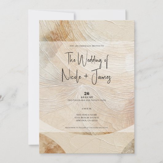 Airy Neutral Natural Element Bohemisch Boho Weddin Einladung (Vorderseite)