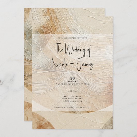 Airy Neutral Natural Element Bohemisch Boho Weddin Einladung (Vorne/Hinten)