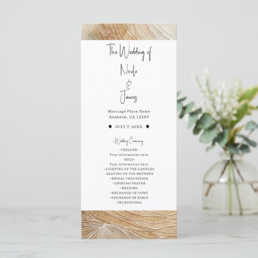 Airy Neutral Natural Element Bohemisch Boho Weddin Programm (Stehend Vorderseite)
