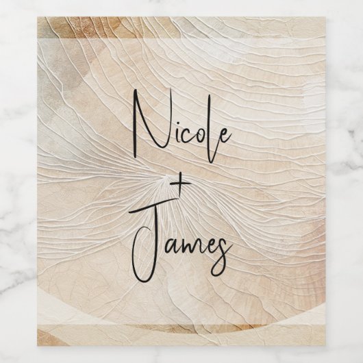 Airy Neutral Natural Element Bohemisch Boho Weddin Weinetikett (Einzelnes Label)