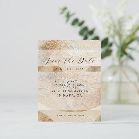 Airy Neutry Natural Element Boho Save the Date Einladung (Stehend Vorderseite)