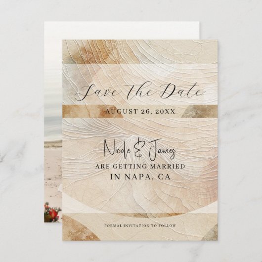 Airy Neutry Natural Element Boho Save the Date Einladung (Vorne/Hinten)