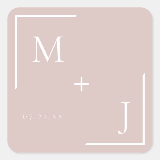 Airy Pastel Dusty Blush Monogram Sticker (Vorderseite)