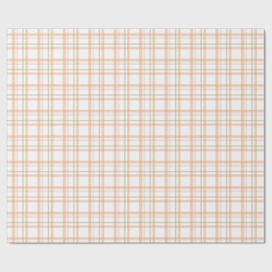 Airy Pastel Peach und Sage Green Kariert Geschenkpapier (Flach)