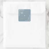 Airy Pastel | Schwarz-Monogramm-Aufkleber Quadratischer Aufkleber (Tasche)