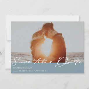 Airy Pastel Slate Blue ⎥ Foto Save the Date Card